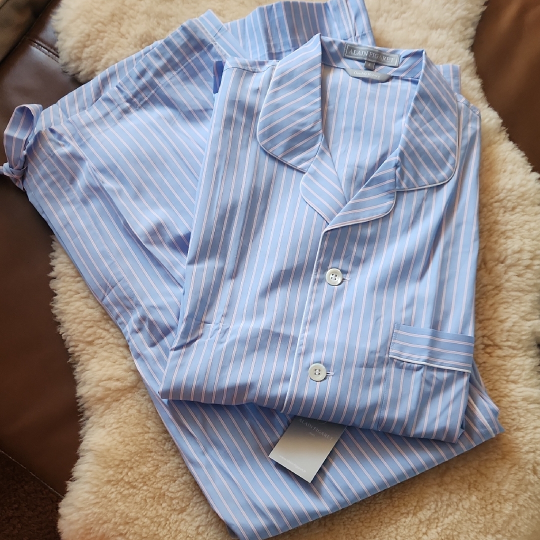 Nwt Alain Figaret Parisian French Poplin Cotton Pajamas Size 4 Fr Xxl Us